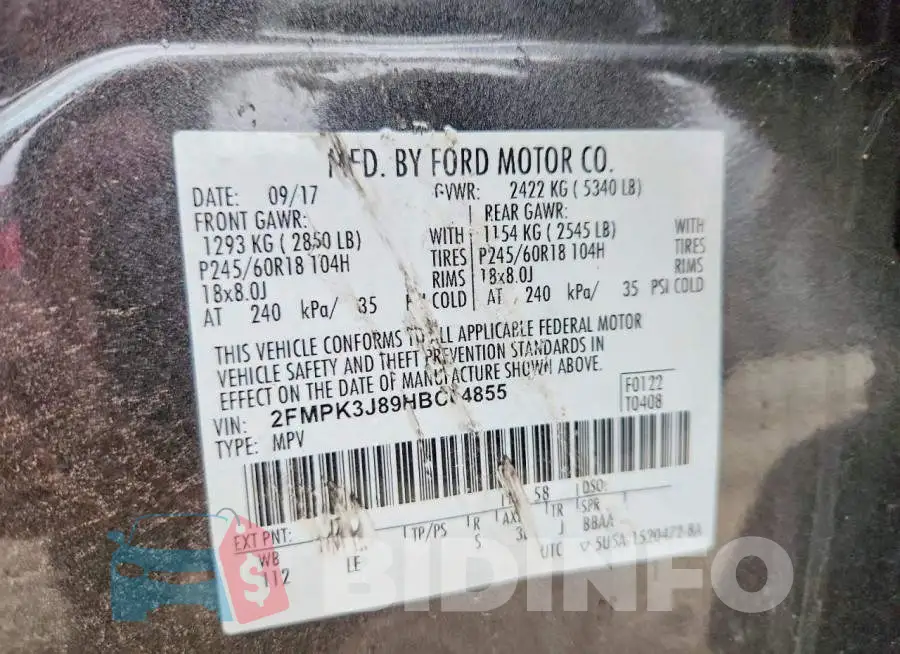 2FMPK3J89HBC64855 Photo# 12