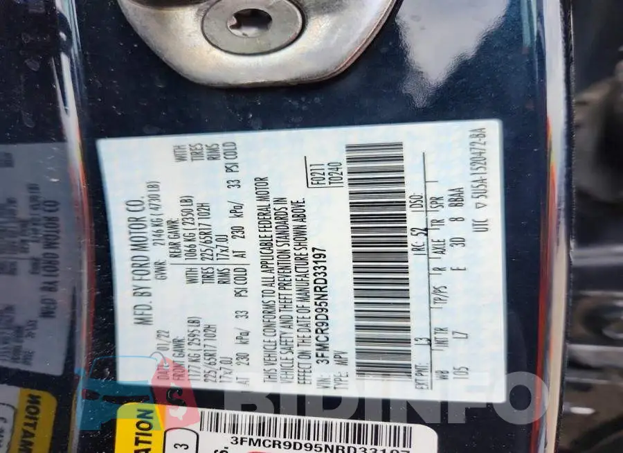 3FMCR9D95NRD33197 Photo# 14