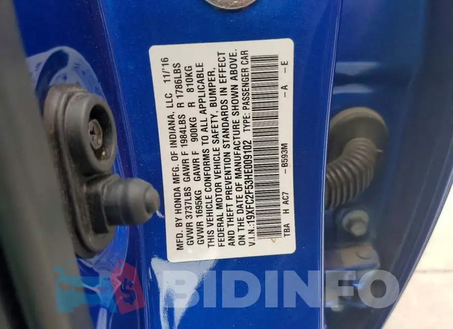 19XFC2F53HE009102 Photo# 12