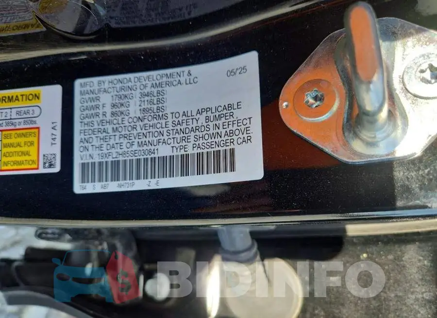 19XFL2H85SE030841 Photo# 13