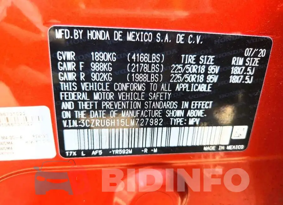 3CZRU6H15LM727982 Photo# 13