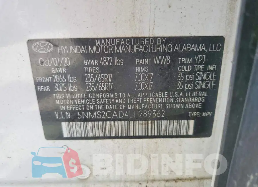 5NMS2CAD4LH289362 Photo# 13