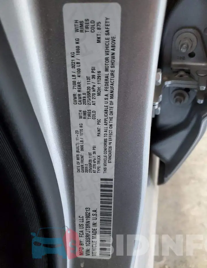 1C6SRFJT8RN190213 Photo# 12