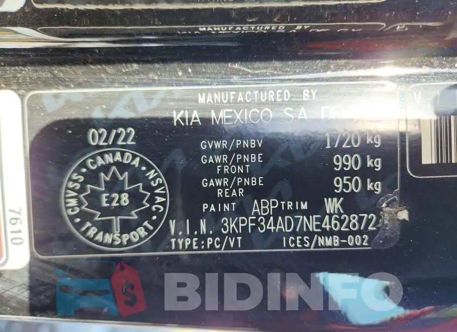 3KPF34AD7NE462872 Photo# 13
