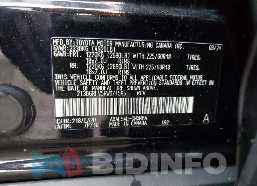 2T3B6RFV5RW074585 Photo# 13