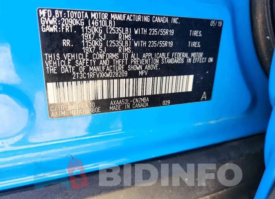 2T3C1RFVXKW028209 Photo# 12