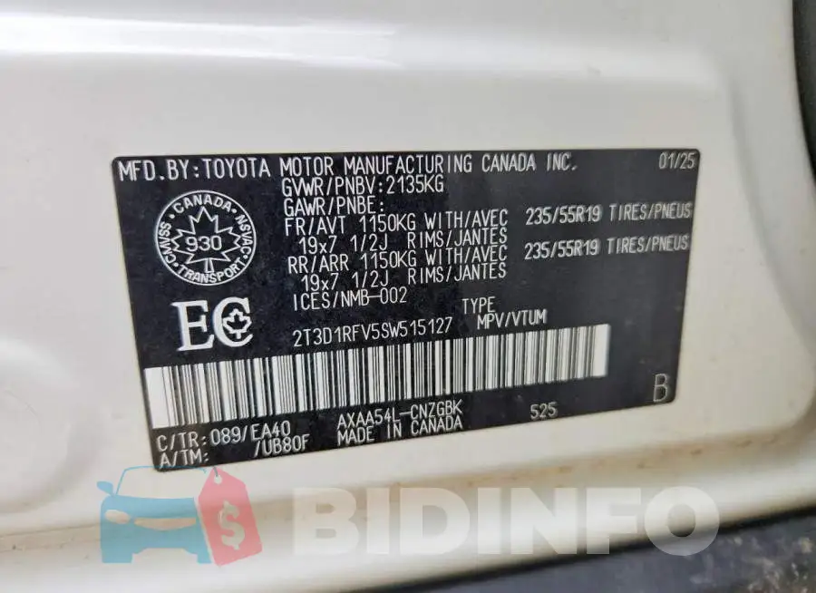 2T3D1RFV5SW515127 Photo# 13
