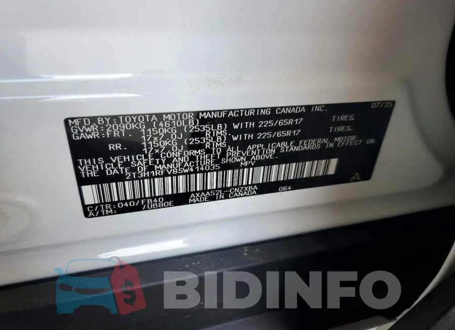 2T3H1RFV8SW414035 Photo# 12