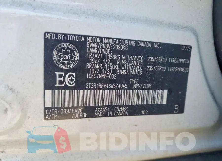 2T3R1RFV4SW574045 Photo# 13