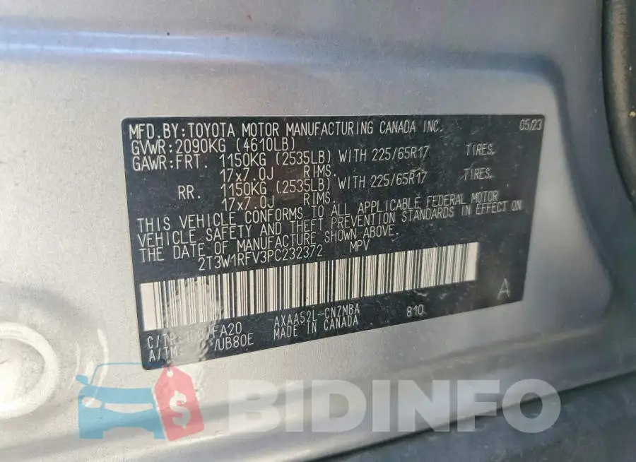 2T3W1RFV3PC232372 Photo# 13