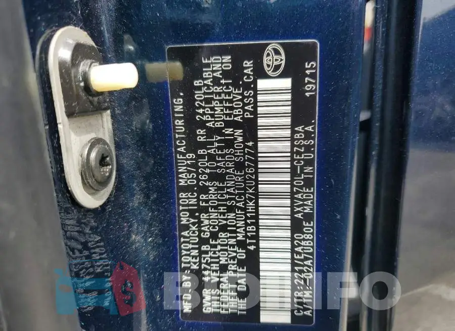 4T1B11HK7KU267774 Photo# 12