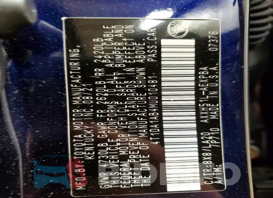 4T1DA1AB4MU010481 Photo# 12