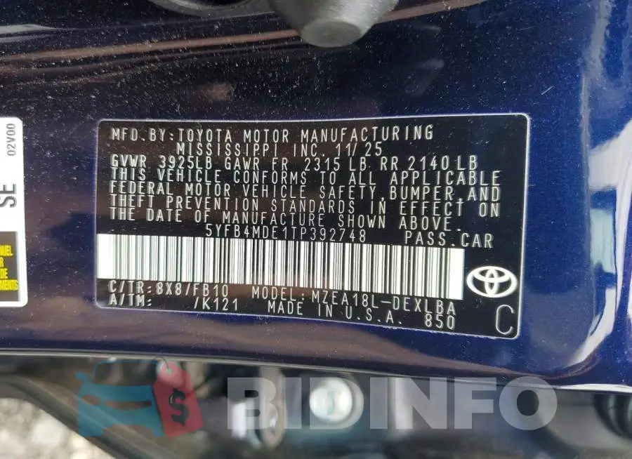 5YFB4MDE1TP392748 Photo# 13