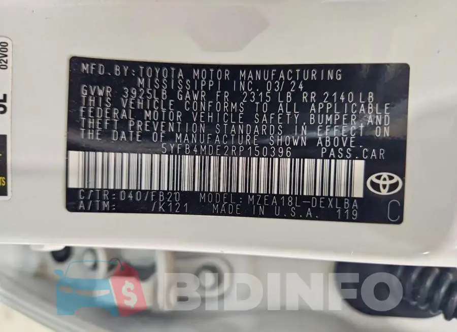 5YFB4MDE2RP150396 Photo# 13