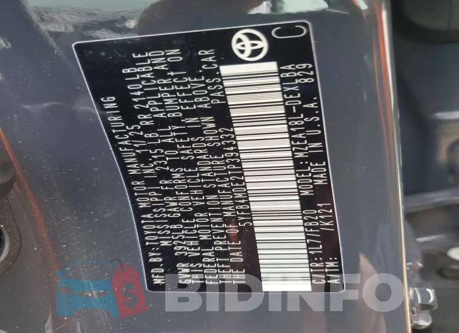 5YFB4MDE2TP394332 Photo# 12