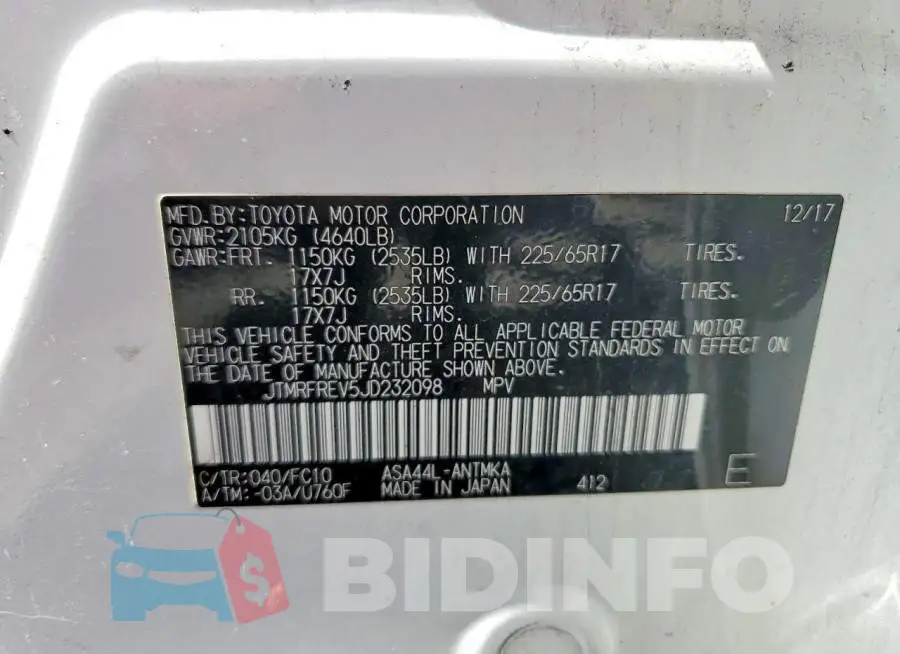 JTMRFREV5JD232098 Photo# 13