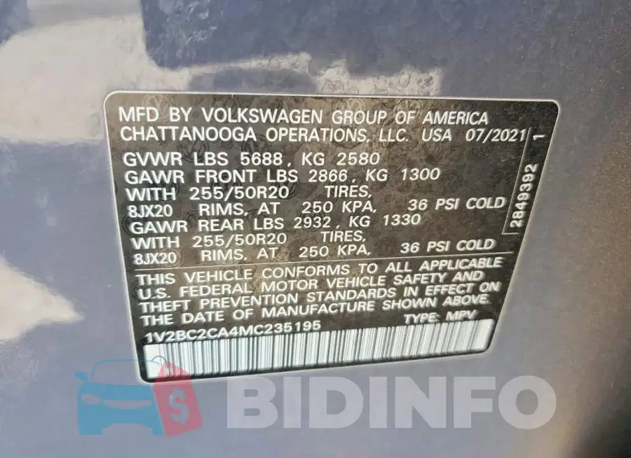 1V2BC2CA4MC235195 Photo# 14