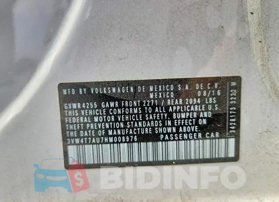 3VW4T7AU7HM008976 Photo# 12