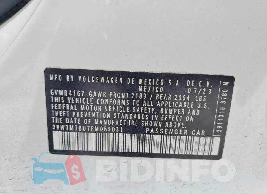 3VW7M7BU7PM059031 Photo# 12