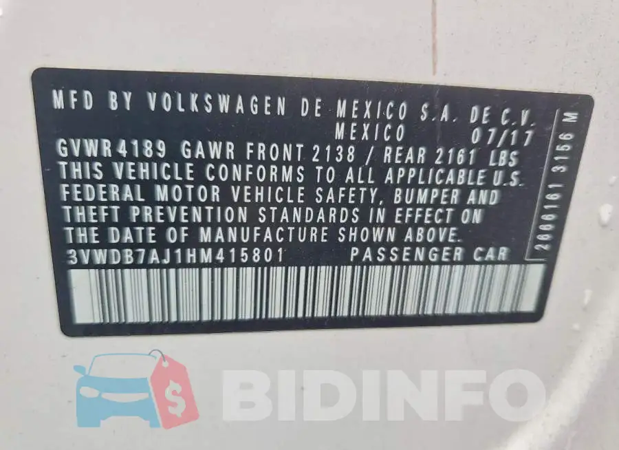 3VWDB7AJ1HM415801 Photo# 12