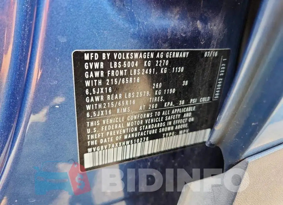 WVGBV7AXXHW510276 Photo# 13