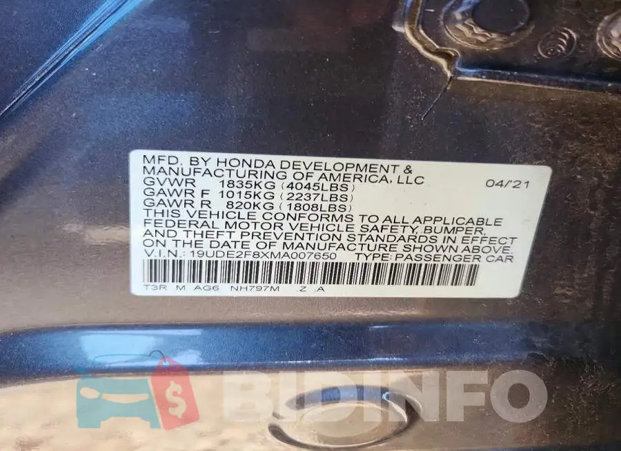19UDE2F8XMA007650 Photo# 12