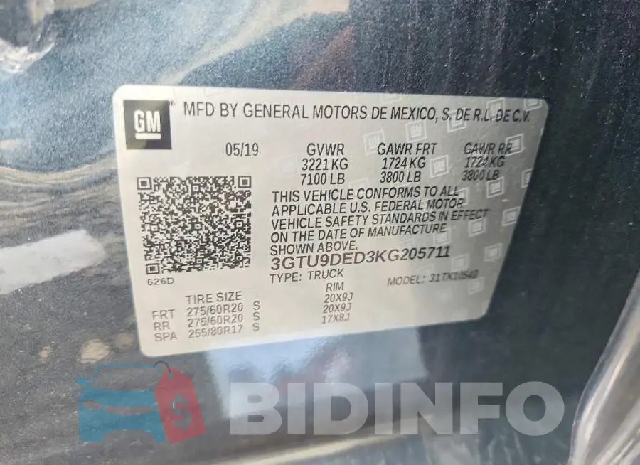 3GTU9DED3KG205711 Photo# 12