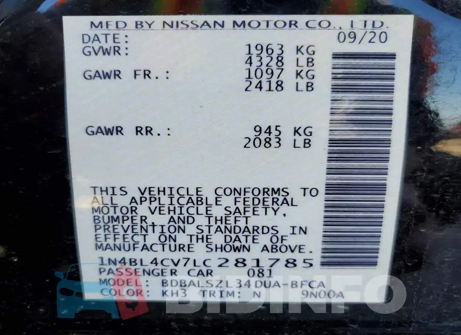 1N4BL4CV7LC281785 Photo# 12