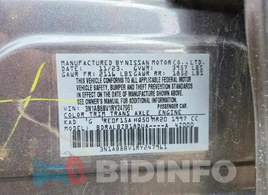 3N1AB8BV1RY247961 Photo# 12