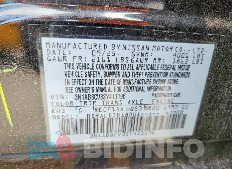3N1AB8CV3SY411196 Photo# 12
