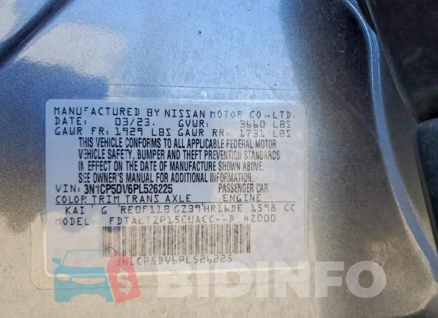 3N1CP5DV6PL526225 Photo# 14