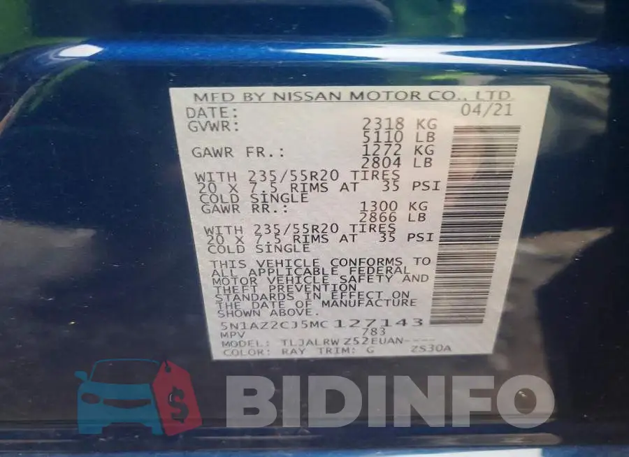 5N1AZ2CJ5MC127143 Photo# 13