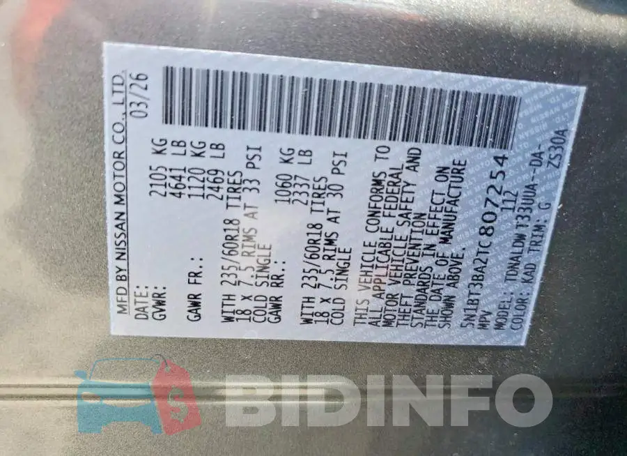 5N1BT3BA2TC807254 Photo# 12