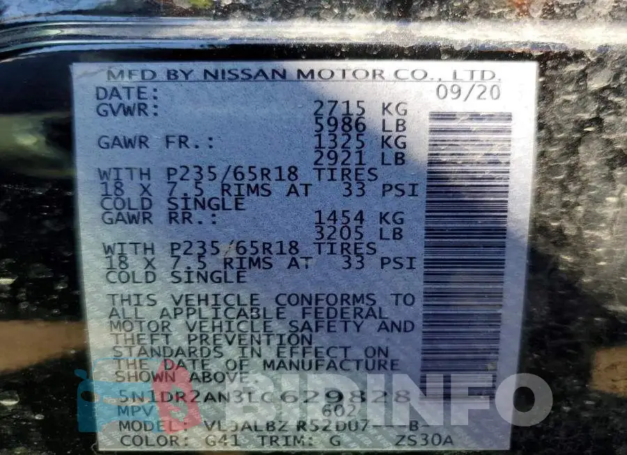 5N1DR2AN3LC629828 Photo# 13