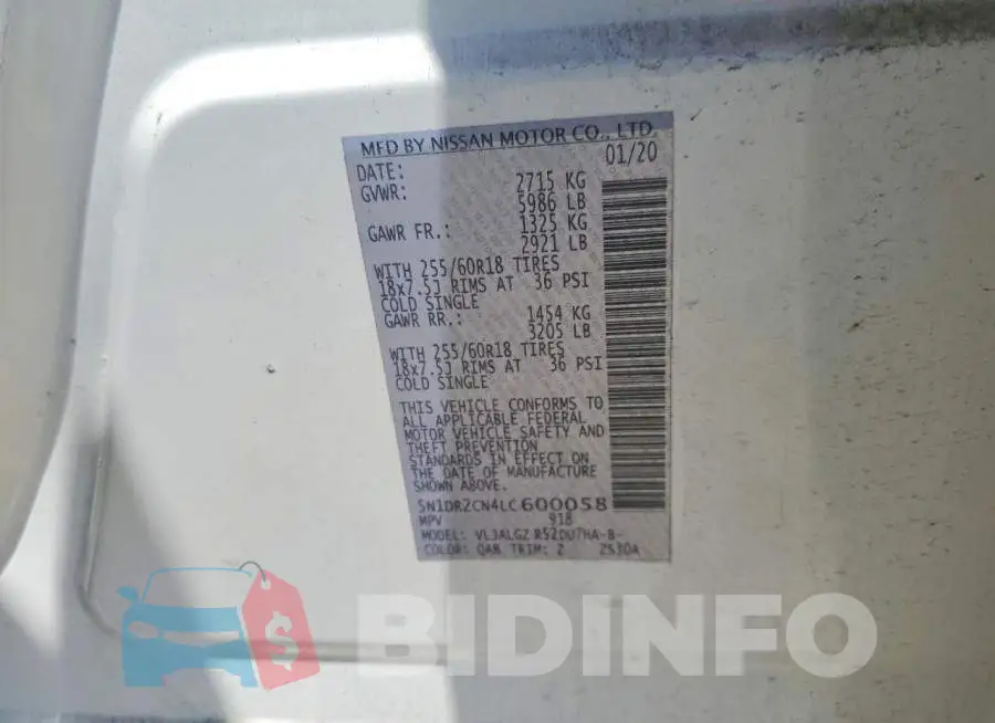 5N1DR2CN4LC600058 Photo# 14