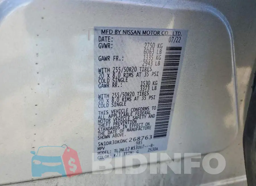 5N1DR3DK0NC268763 Photo# 13