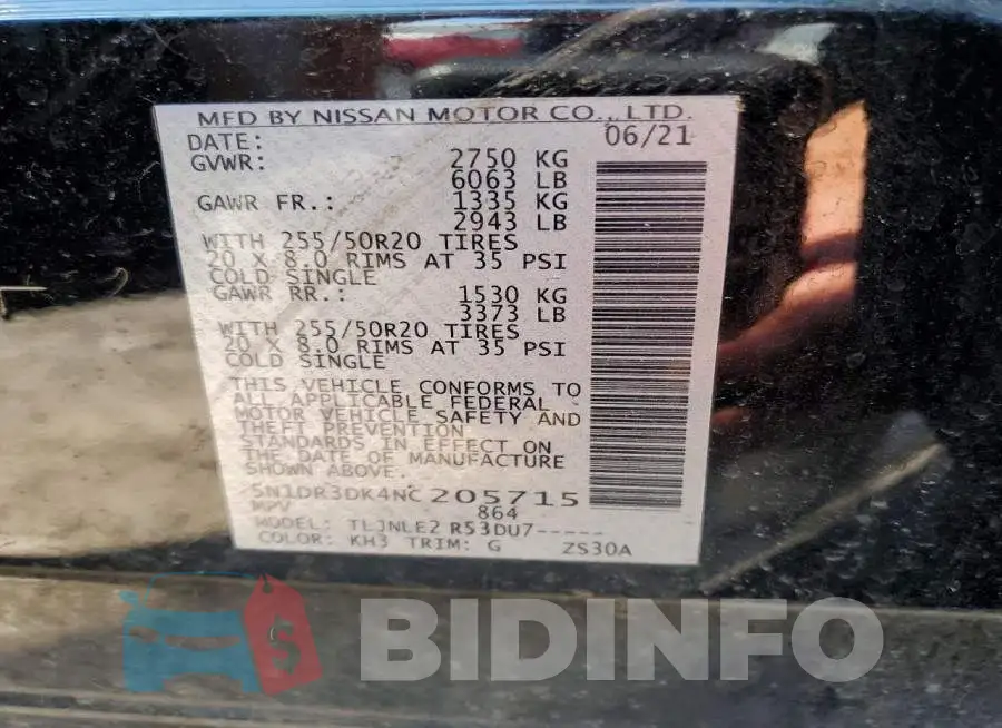 5N1DR3DK4NC205715 Photo# 13