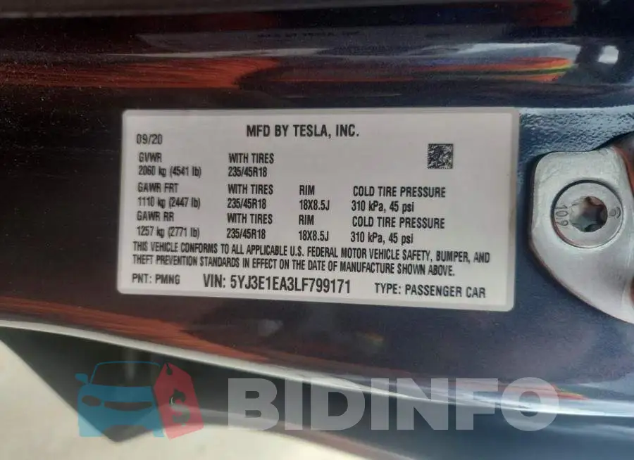 5YJ3E1EA3LF799171 Photo# 12