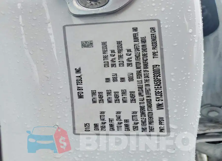 5YJ3E1EA5SF930079 Photo# 12