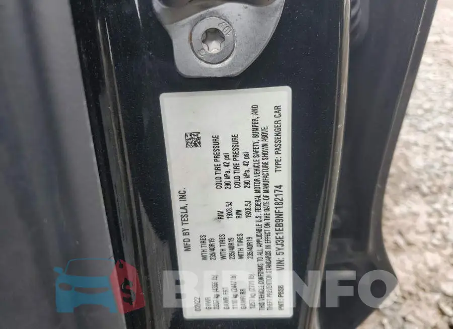 5YJ3E1EB9NF182174 Photo# 12
