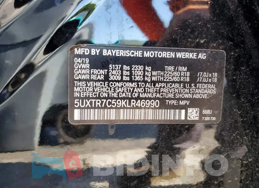 5UXTR7C59KLR46990 Photo# 13