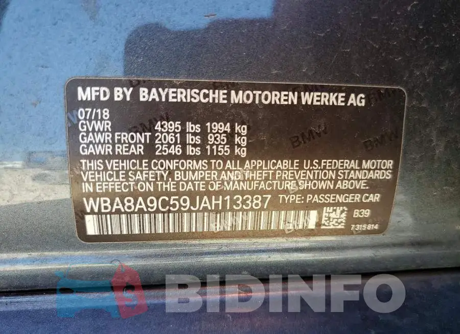 WBA8A9C59JAH13387 Photo# 12