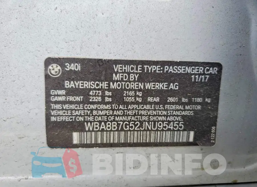 WBA8B7G52JNU95455 Photo# 12