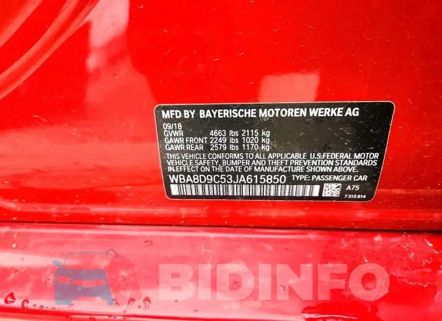 WBA8D9C53JA615850 Photo# 12