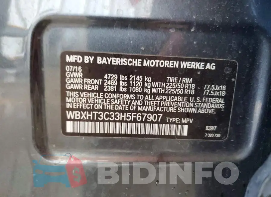 WBXHT3C33H5F67907 Photo# 14