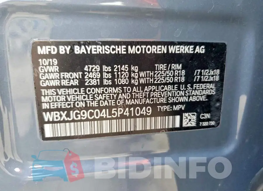 WBXJG9C04L5P41049 Photo# 13