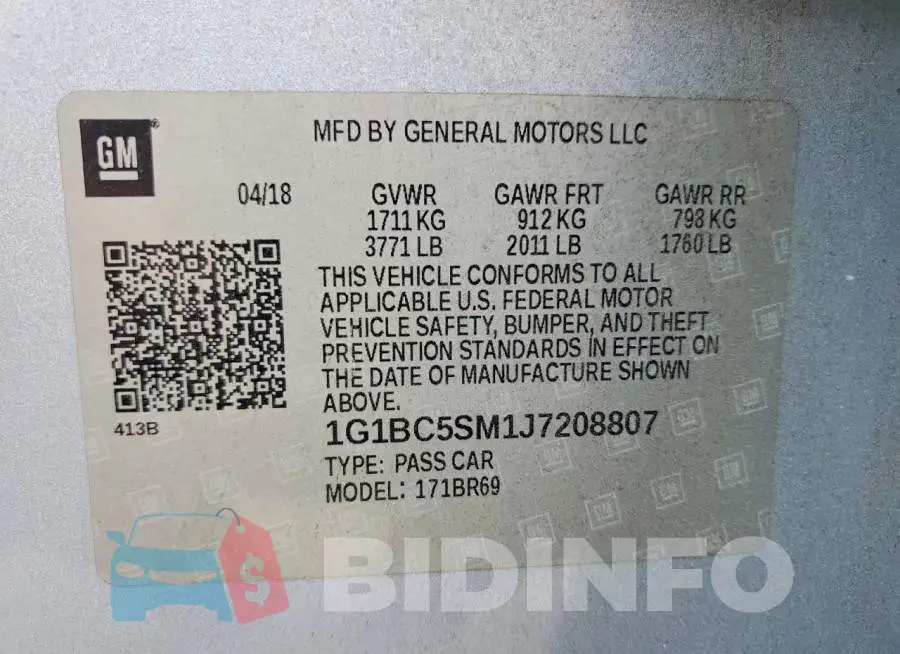1G1BC5SM1J7208807 Photo# 13
