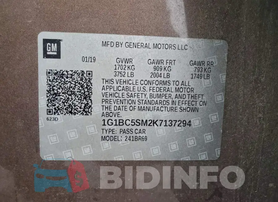 1G1BC5SM2K7137294 Photo# 12