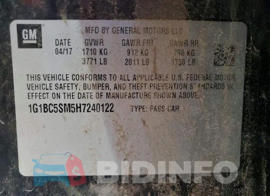 1G1BC5SM5H7240122 Photo# 12