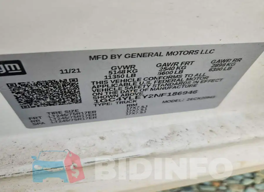 1GC4YLEY2NF186946 Photo# 12